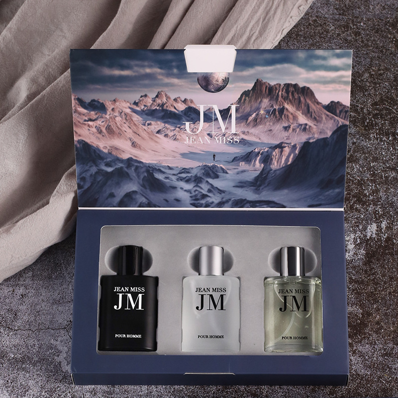 Perfume For Fragrance - 3-teiliges Herren-Eau-de-Toilette-Geschenkset, geprägtes quadratisches Flakon, holzig-wasseriger
